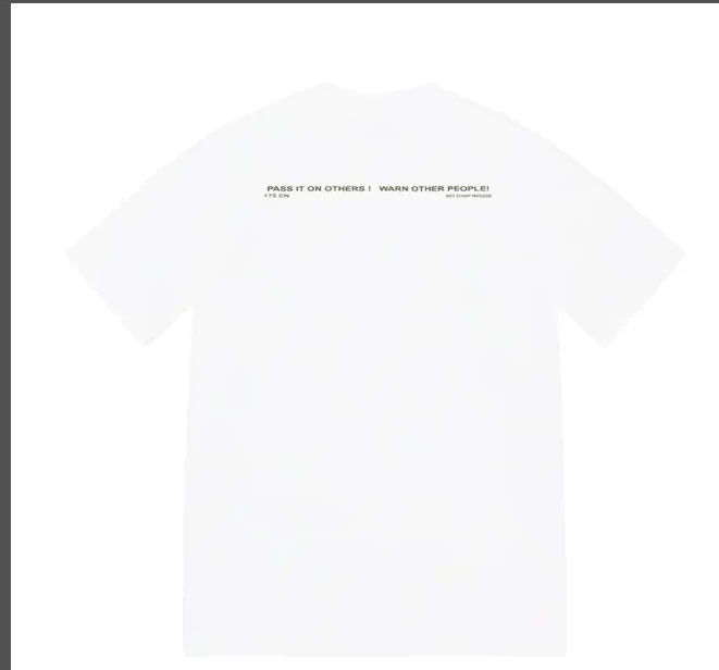 sleeved M L S Warning Tee White Warning Logo and 22FW Banner Short Black T-shirt XL 0630